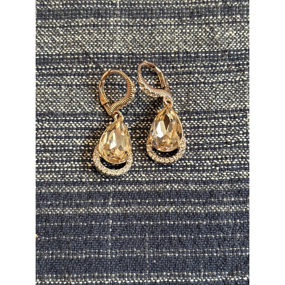 GIVENCHY‎ CRYSTAL DROP ROSE GOLD TONE  EARRINGS